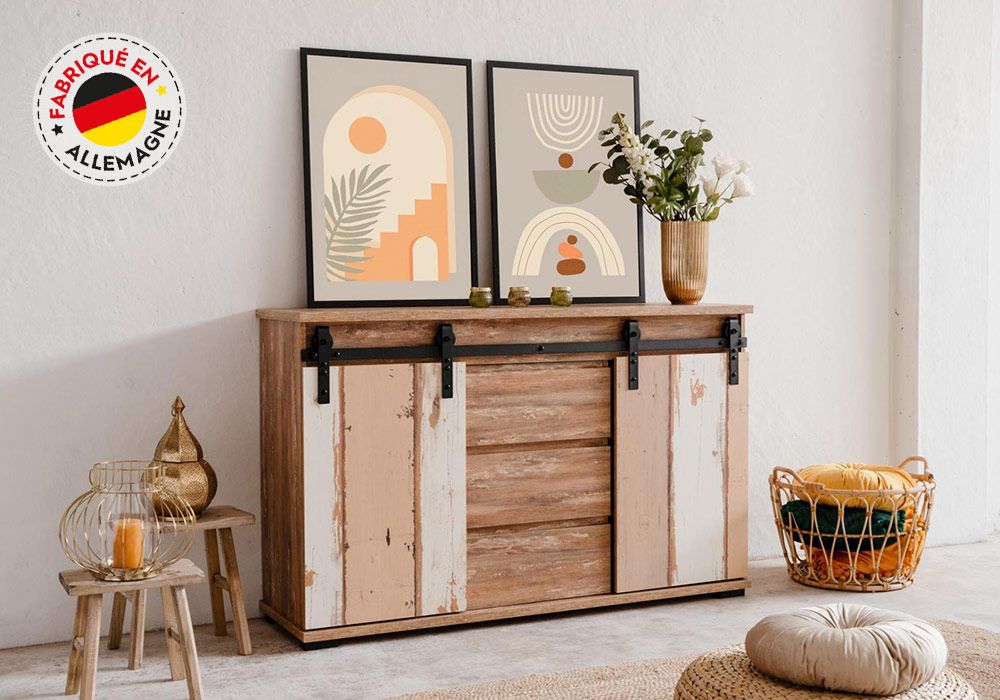 Enfilade 2 Portes Coulissantes 3 Tiroirs (Collection Marrakesch) Meubles Grossiste de Meubles & Électroménager à l'International 6 acheter enfilade quartier français réunion 974