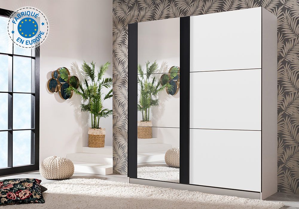 Armoire 2 Portes Coulissantes avec Miroir Sicilia Armoires, Commodes & Chevets Grossiste de Meubles & Électroménager à l'International 6 commander armoire st paul 974 réunion