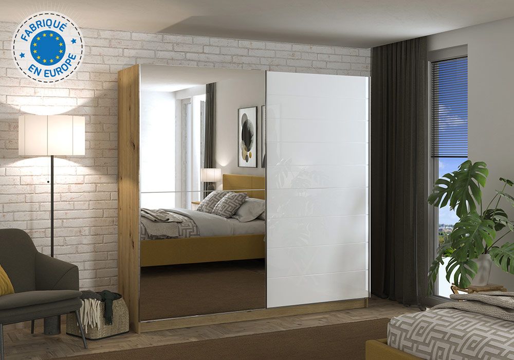 Armoire 2 Portes Coulissantes avec Miroir Mondego Armoires, Commodes & Chevets Grossiste de Meubles & Électroménager à l'International 6 commander armoire st paul 974 réunion