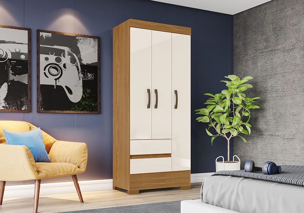 Armoire 3 Portes 2 Tiroirs Noyer/Blanc Armoires, Commodes & Chevets Grossiste de Meubles & Électroménager à l'International 6 Armoire 3 Portes 2 Tiroirs Noyer/Blanc Armoires, Commodes & Chevets Grossiste de Meubles & Électroménager à l'International 6