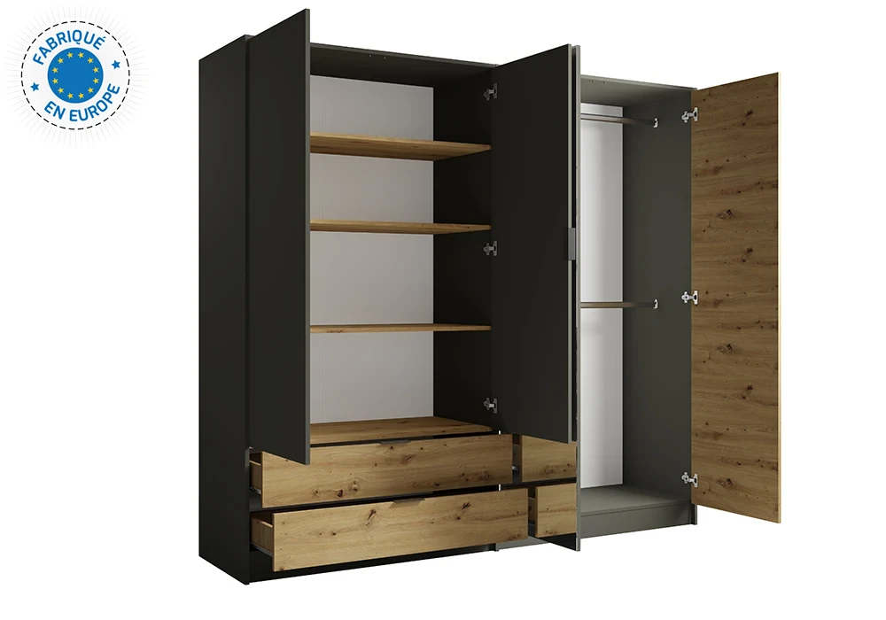 Armoire 4 Portes 2 Tiroirs avec Miroir (Collection Rimini) Armoires, Commodes & Chevets Grossiste de Meubles & Électroménager à l'International 6 acheter armoire saint denis 974 reunion