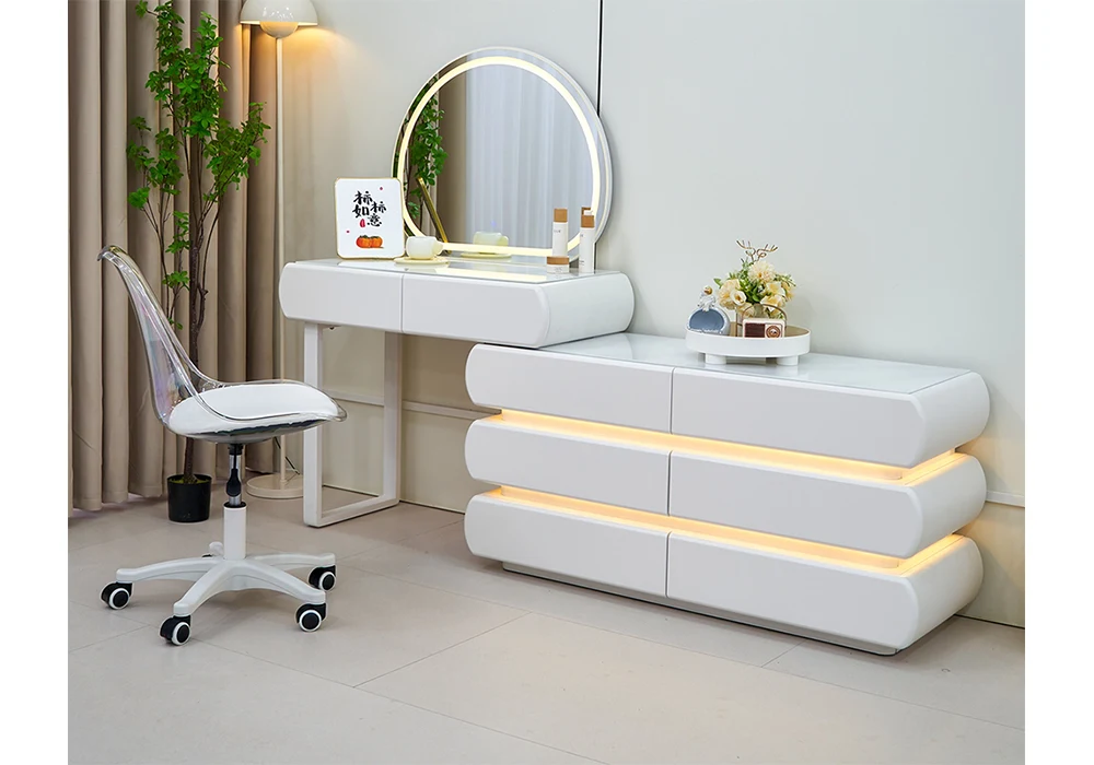 Coiffeuse LED 8 Tiroirs avec Fauteuil Leo Armoires, Commodes & Chevets Grossiste de Meubles & Électroménager à l'International 6 Coiffeuse LED 8 Tiroirs avec Fauteuil Leo Armoires, Commodes & Chevets Grossiste de Meubles & Électroménager à l'International 6