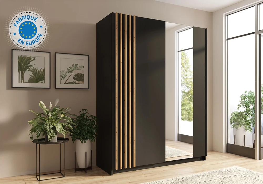 Armoire 2 Portes Coulissantes avec Miroir Noir/Artisan Armoires, Commodes & Chevets Grossiste de Meubles & Électroménager à l'International 6 Armoire 2 Portes Coulissantes avec Miroir Noir/Artisan Armoires, Commodes & Chevets Grossiste de Meubles & Électroménager à l'International 6